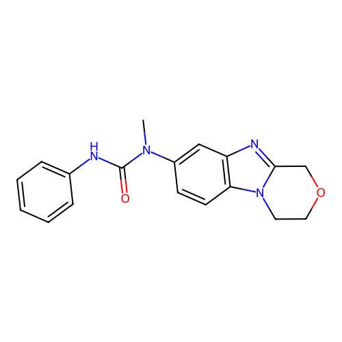 1-(3,4-dihydro-1H-[1,4]oxazino[4,3-a]benzimidazol-8-yl)-1-methyl-3-phenylurea structure