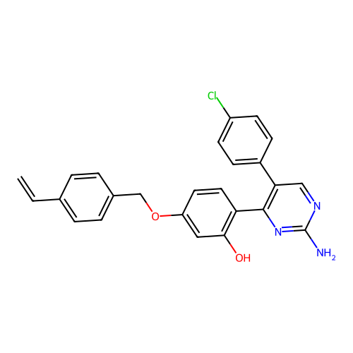 2-[2-Amino-5-(4-chlorophenyl)-4-pyrimidinyl]-5-[(4-vinylbenzyl)oxy]phenol structure