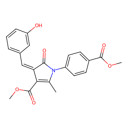 (Z)-methyl 4-(3-hydroxybenzylidene)-1-(4-(methoxycarbonyl)phenyl)-2-methyl-5-oxo-4,5-dihydro-1H-pyrrole-3-carboxylate structure