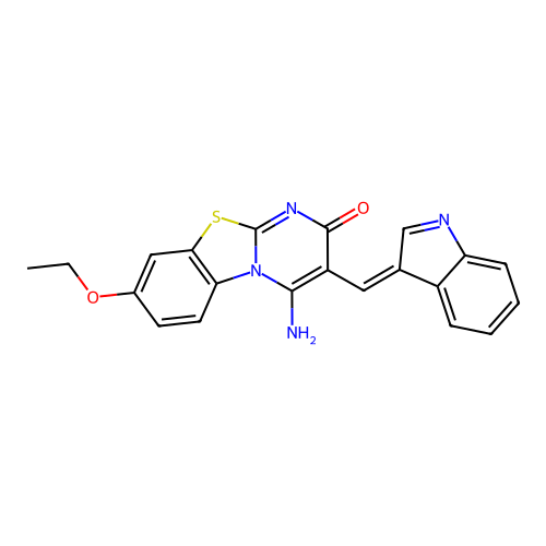 4-amino-8-ethoxy-3-[(Z)-indol-3-ylidenemethyl]pyrimido[2,1-b][1,3]benzothiazol-2-one structure