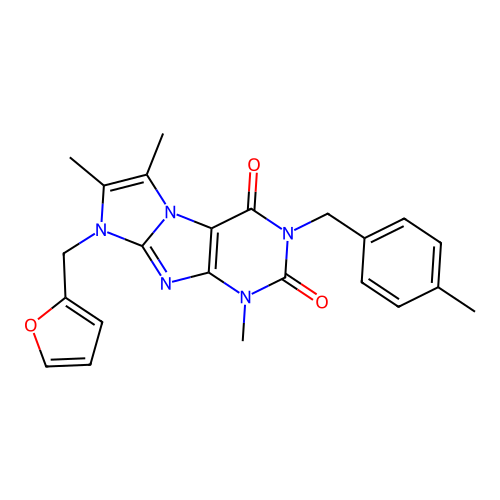 8-(furan-2-ylmethyl)-1,6,7-trimethyl-3-(4-methylbenzyl)-1H-imidazo[2,1-f]purine-2,4(3H,8H)-dione structure