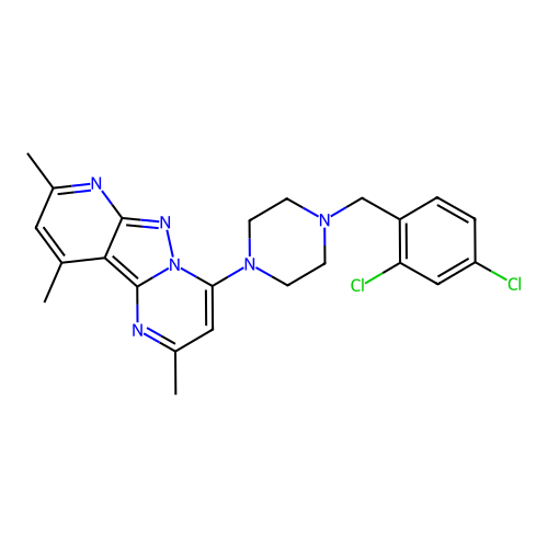 6-{4-[(2,4-dichlorophenyl)methyl]piperazin-1-yl}-4,11,13-trimethyl-3,7,8,10-tetraazatricyclo[7.4.0.0^{2,7}]trideca-1,3,5,8,10,12-hexaene structure
