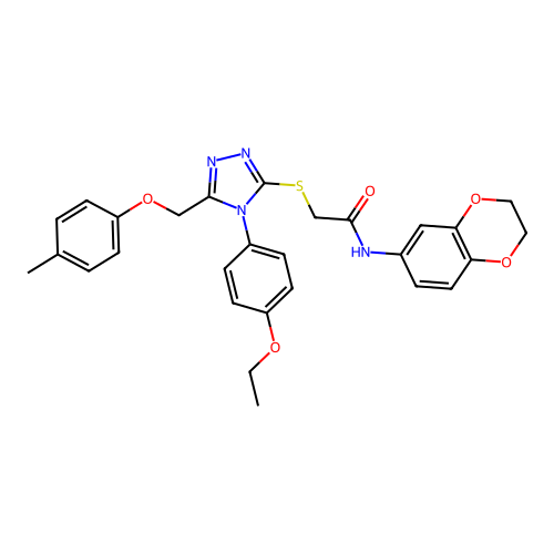 N-(2,3-dihydro-1,4-benzodioxin-6-yl)-2-({4-(4-ethoxyphenyl)-5-[(4-methylphenoxy)methyl]-4H-1,2,4-triazol-3-yl}sulfanyl)acetamide structure