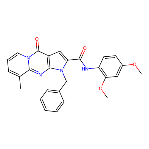 1-benzyl-N-(2,4-dimethoxyphenyl)-9-methyl-4-oxo-1,4-dihydropyrido[1,2-a]pyrrolo[2,3-d]pyrimidine-2-carboxamide structure