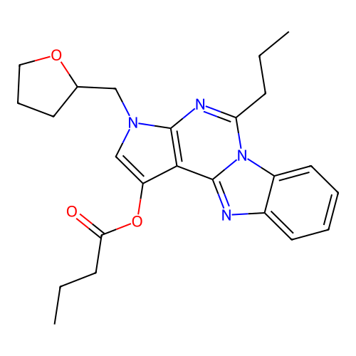 5-propyl-3-((tetrahydrofuran-2-yl)methyl)-3H-benzo[4,5]imidazo[1,2-c]pyrrolo[3,2-e]pyrimidin-1-yl butyrate structure