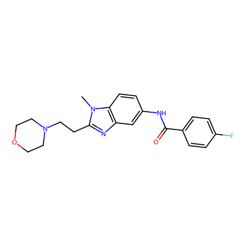 4-fluoro-N-[1-methyl-2-(2-morpholin-4-ylethyl)benzimidazol-5-yl]benzamide structure