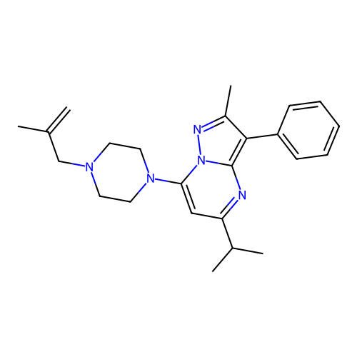 5-isopropyl-2-methyl-7-(4-(2-methylallyl)piperazin-1-yl)-3-phenylpyrazolo[1,5-a]pyrimidine structure