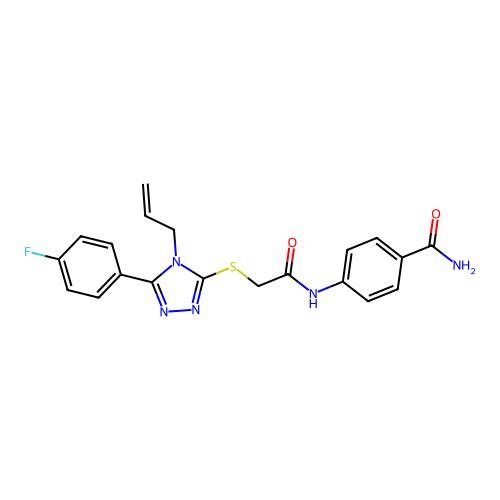 4-[({[5-(4-fluorophenyl)-4-(prop-2-en-1-yl)-4H-1,2,4-triazol-3-yl]sulfanyl}acetyl)amino]benzamide structure