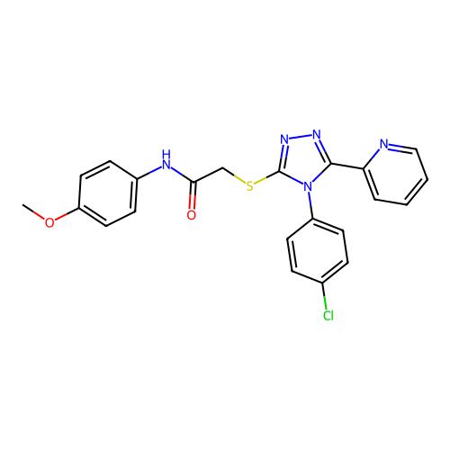 2-[[4-(4-chlorophenyl)-5-pyridin-2-yl-1,2,4-triazol-3-yl]sulfanyl]-N-(4-methoxyphenyl)acetamide structure