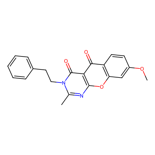 7-Methoxy-2-methyl-3-phenethyl-3H-9-oxa-1,3-diaza-anthracene-4,10-dione structure