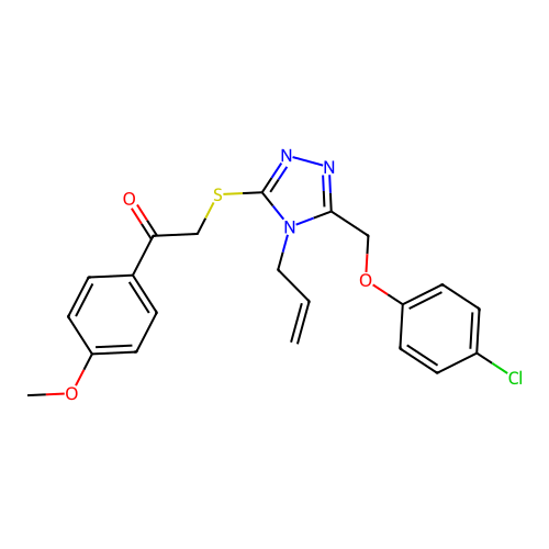 2-((4-allyl-5-((4-chlorophenoxy)methyl)-4H-1,2,4-triazol-3-yl)thio)-1-(4-methoxyphenyl)ethanone structure