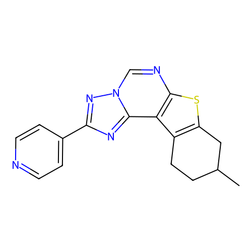 9-methyl-2-(pyridin-4-yl)-8,9,10,11-tetrahydro[1]benzothieno[3,2-e][1,2,4]triazolo[1,5-c]pyrimidine structure
