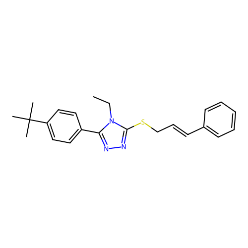 3-(4-(tert-butyl)phenyl)-5-(cinnamylthio)-4-ethyl-4H-1,2,4-triazole structure