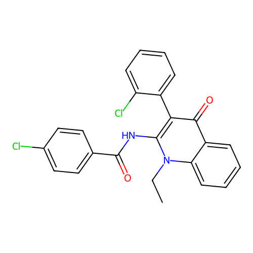 4-chloro-N-(3-(2-chlorophenyl)-1-ethyl-4-oxo-1,4-dihydroquinolin-2-yl)benzamide structure