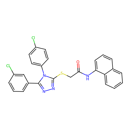2-{[5-(3-chlorophenyl)-4-(4-chlorophenyl)-4H-1,2,4-triazol-3-yl]sulfanyl}-N-(naphthalen-1-yl)acetamide structure