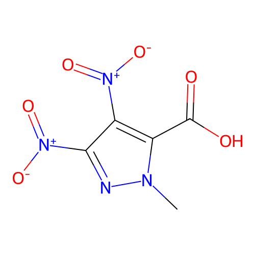 1-methyl-3,4-dinitro-1H-pyrazole-5-carboxylic acid structure