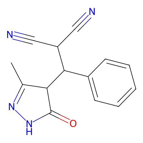 ((3-Methyl-5-oxo(2-pyrazolin-4-YL))phenylmethyl)methane-1,1-dicarbonitrile structure