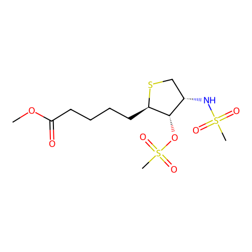 methyl 5-[(2R,3S,4R)-4-(methanesulfonamido)-3-methylsulfonyloxythiolan-2-yl]pentanoate structure