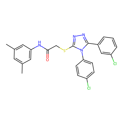 2-{[5-(3-chlorophenyl)-4-(4-chlorophenyl)-4H-1,2,4-triazol-3-yl]sulfanyl}-N-(3,5-dimethylphenyl)acetamide structure