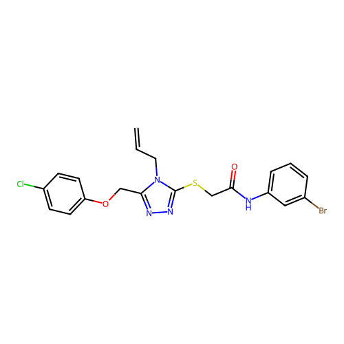 N-(3-bromophenyl)-2-({5-[(4-chlorophenoxy)methyl]-4-(prop-2-en-1-yl)-4H-1,2,4-triazol-3-yl}sulfanyl)acetamide structure