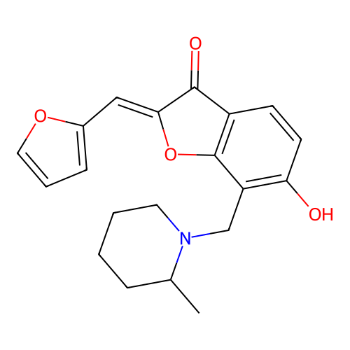 (Z)-2-(furan-2-ylmethylene)-6-hydroxy-7-((2-methylpiperidin-1-yl)methyl)benzofuran-3(2H)-one structure