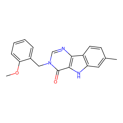 3-(2-methoxybenzyl)-7-methyl-3,5-dihydro-4H-pyrimido[5,4-b]indol-4-one structure