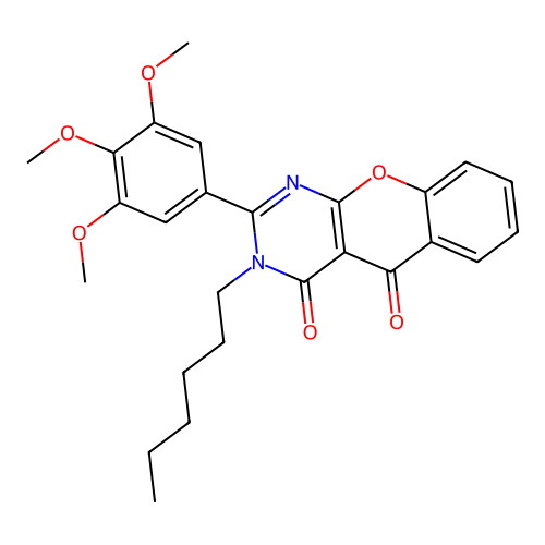 3-hexyl-2-(3,4,5-trimethoxyphenyl)-4H-chromeno[2,3-d]pyrimidine-4,5(3H)-dione structure