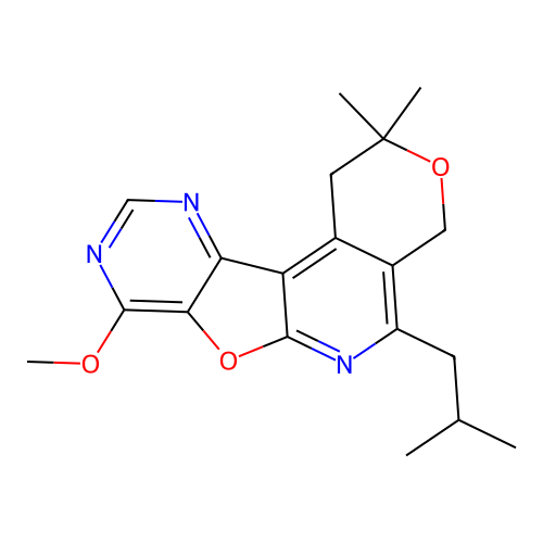 5-Isobutyl-8-methoxy-2,2-dimethyl-1,4-dihydro-2H-3,7-dioxa-6,9,11-triaza-benzo[c]fluorene structure