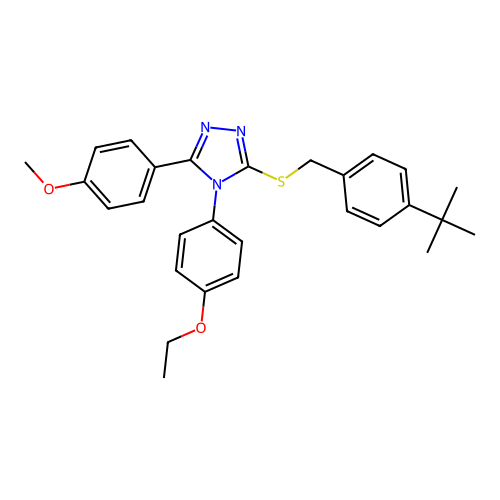 3-((4-(tert-butyl)benzyl)thio)-4-(4-ethoxyphenyl)-5-(4-methoxyphenyl)-4H-1,2,4-triazole structure
