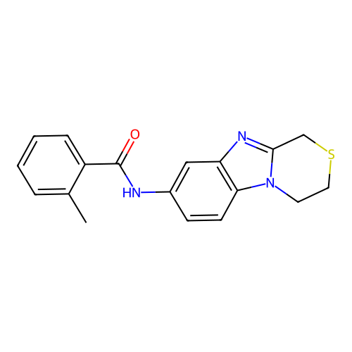 N-(3,4-dihydro-1H-[1,4]thiazino[4,3-a]benzimidazol-8-yl)-2-methylbenzamide structure