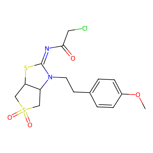 2-chloro-N-[(2Z)-3-[2-(4-methoxyphenyl)ethyl]-5,5-dioxidotetrahydrothieno[3,4-d][1,3]thiazol-2(3H)-ylidene]acetamide structure