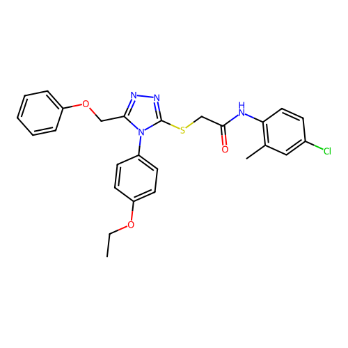 N-(4-chloro-2-methylphenyl)-2-{[4-(4-ethoxyphenyl)-5-(phenoxymethyl)-4H-1,2,4-triazol-3-yl]sulfanyl}acetamide structure