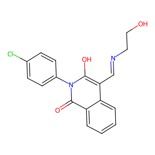 2-(4-chlorophenyl)-4-[(2-hydroxyethylamino)methylidene]isoquinoline-1,3-dione structure