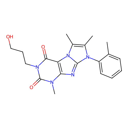 3-(3-hydroxypropyl)-1,6,7-trimethyl-8-(o-tolyl)-1H-imidazo[2,1-f]purine-2,4(3H,8H)-dione structure
