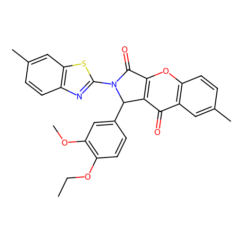 1-(4-ethoxy-3-methoxyphenyl)-7-methyl-2-(6-methyl-1,3-benzothiazol-2-yl)-1,2-dihydrochromeno[2,3-c]pyrrole-3,9-dione structure