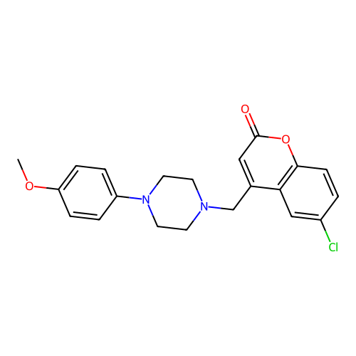 6-chloro-4-((4-(4-methoxyphenyl)piperazin-1-yl)methyl)-2H-chromen-2-one structure