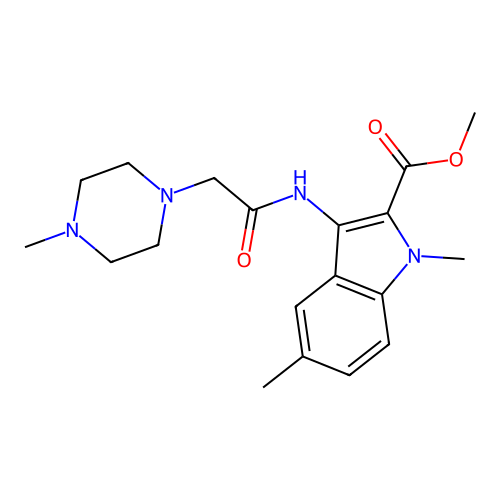 Methyl 1,5-dimethyl-3-[[2-(4-methylpiperazin-1-yl)acetyl]amino]indole-2-carboxylate structure
