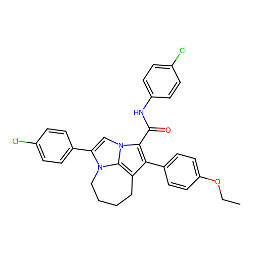 N,4-bis(4-chlorophenyl)-1-(4-ethoxyphenyl)-5,6,7,8-tetrahydro-2a,4a-diazacyclopenta[cd]azulene-2-carboxamide structure