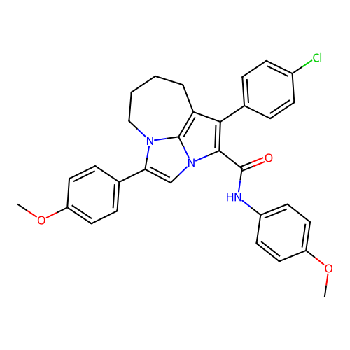 1-(4-chlorophenyl)-N,4-bis(4-methoxyphenyl)-5,6,7,8-tetrahydro-2a,4a-diazacyclopenta[cd]azulene-2-carboxamide structure