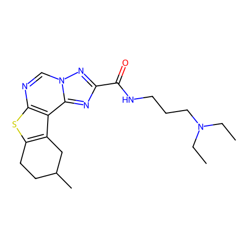 N-(3-(diethylamino)propyl)-10-methyl-8,9,10,11-tetrahydrobenzo[4,5]thieno[3,2-e][1,2,4]triazolo[1,5-c]pyrimidine-2-carboxamide structure