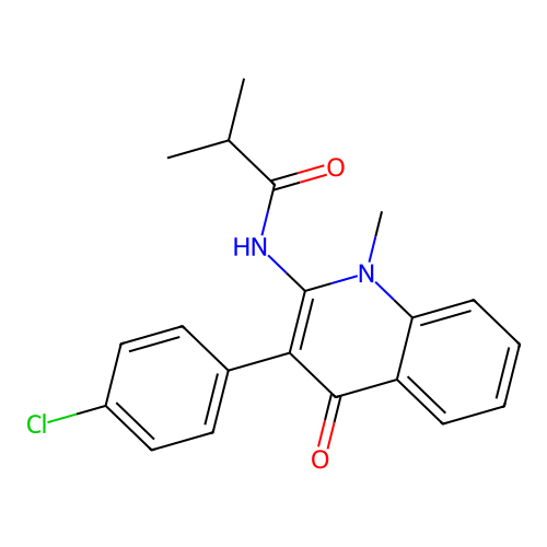 N-[3-(4-chlorophenyl)-1-methyl-4-oxo-quinolin-2-yl]-2-methyl-propanamide structure