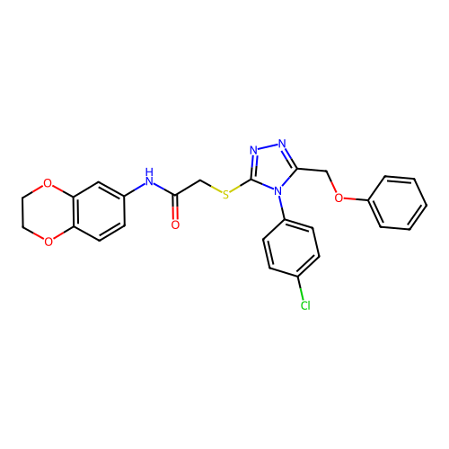 2-{[4-(4-chlorophenyl)-5-(phenoxymethyl)-4H-1,2,4-triazol-3-yl]sulfanyl}-N-(2,3-dihydro-1,4-benzodioxin-6-yl)acetamide structure