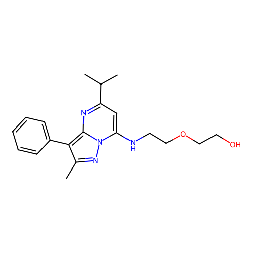 2-(2-((5-isopropyl-2-methyl-3-phenylpyrazolo[1,5-a]pyrimidin-7-yl)amino)ethoxy)ethanol structure