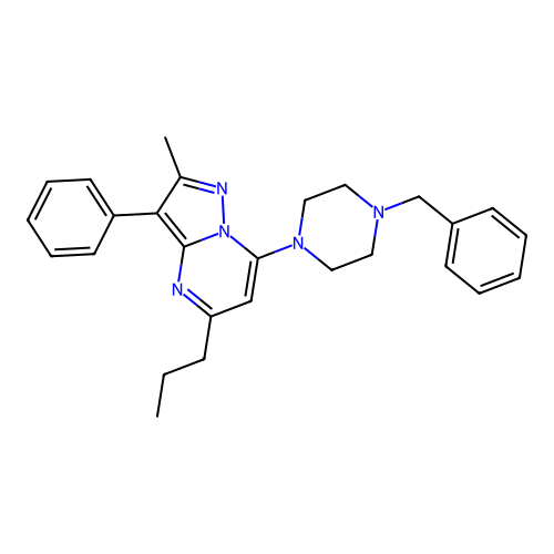 7-(4-Benzylpiperazin-1-yl)-2-methyl-3-phenyl-5-propylpyrazolo[1,5-a]pyrimidine structure