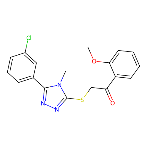 2-((5-(3-chlorophenyl)-4-methyl-4H-1,2,4-triazol-3-yl)thio)-1-(2-methoxyphenyl)ethanone structure