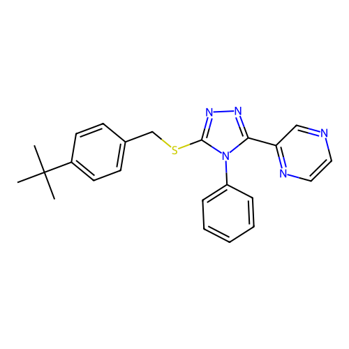 3-{[4-(Tert-butyl)phenyl]methylthio}-4-phenyl-5-pyrazin-2-yl-1,2,4-triazole structure