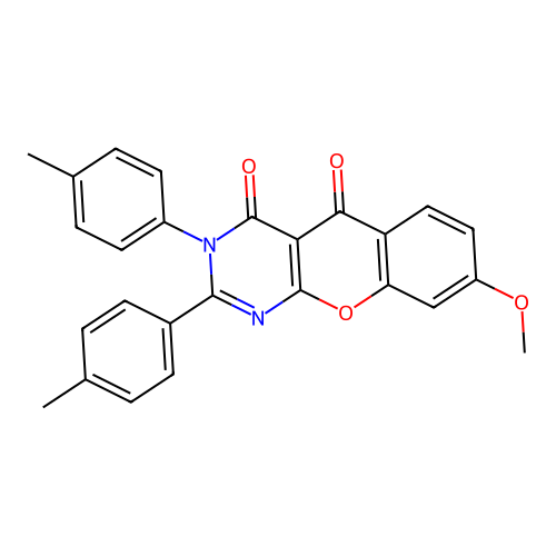 8-methoxy-2,3-bis(4-methylphenyl)-4H-chromeno[2,3-d]pyrimidine-4,5(3H)-dione structure