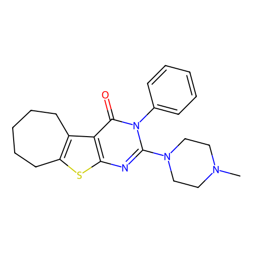 2-(4-Methyl-piperazin-1-yl)-3-phenyl-3,5,6,7,8,9-hexahydro-10-thia-1,3-diaza-benzo[a]azulen-4-one structure