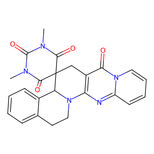 1',3'-dimethyl-15,16-dihydro-1'H,4bH-spiro[pyrido[1'',2'':1',2']pyrimido[5',4':5,6]pyrido[2,1-a]isoquinoline-5,5'-pyrimidine]-2',4',6',7(3'H,6H)-tetraone structure