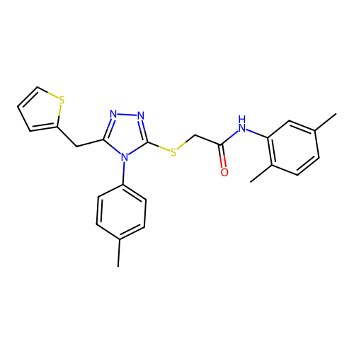 N-(2,5-dimethylphenyl)-2-{[4-(4-methylphenyl)-5-(thiophen-2-ylmethyl)-4H-1,2,4-triazol-3-yl]sulfanyl}acetamide structure